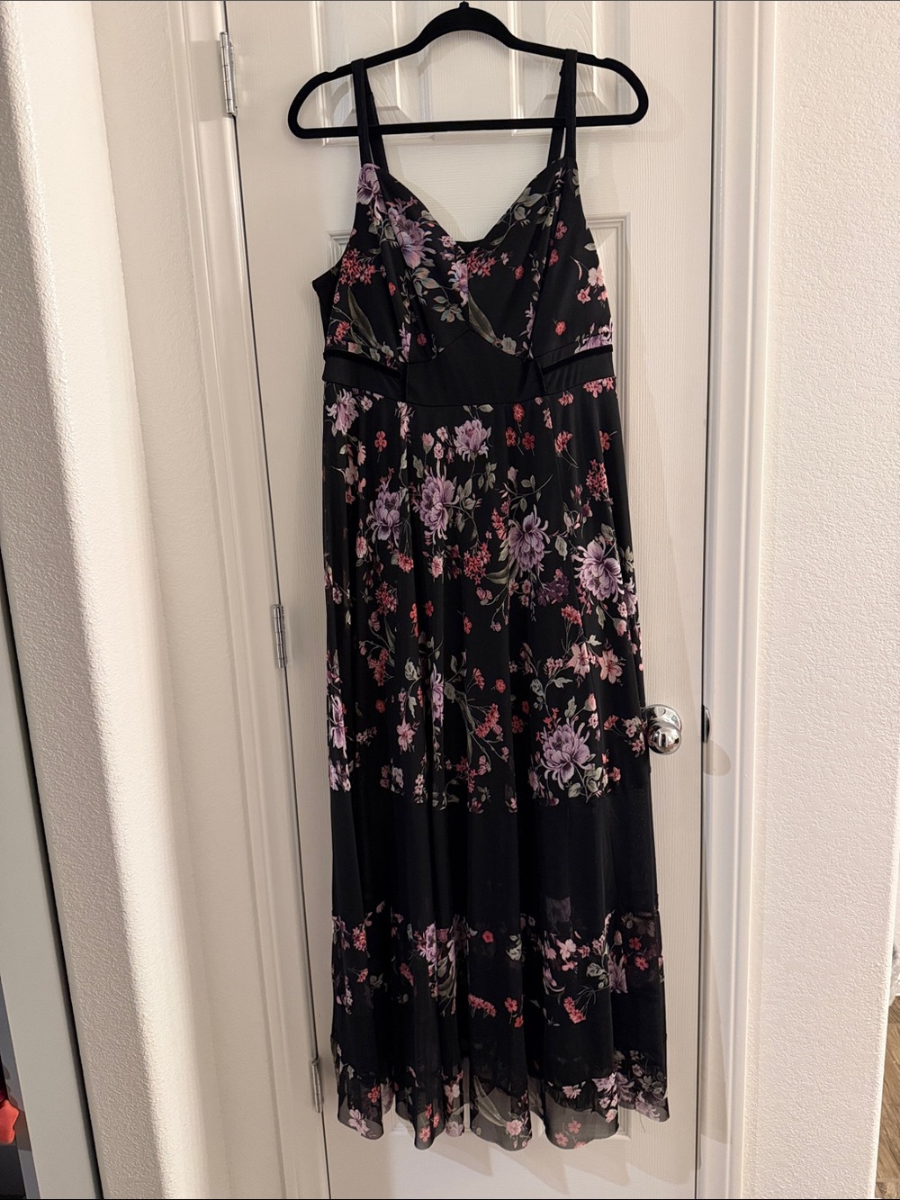 torrid Black Maxi Dress with Lilac and Pink Floral Print